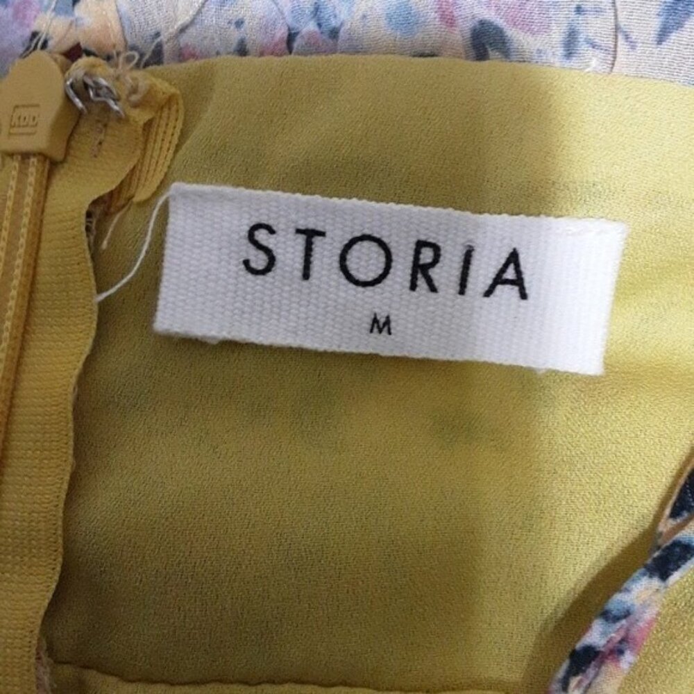 storia yellow floral dress mini aline women M cottage-core romantic VACATION - Picture 10 of 13